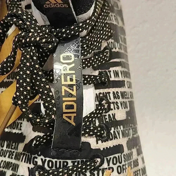 adidas Adizero Men's Cleats Size 13 Black/White‎ Writing Gold Three Stripe Life - Picture 11 of 14